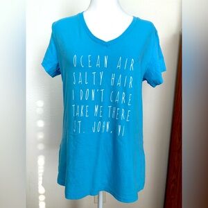 Blue Short Sleeve Shirt Top Tee St John Virgin Islands Size Medium